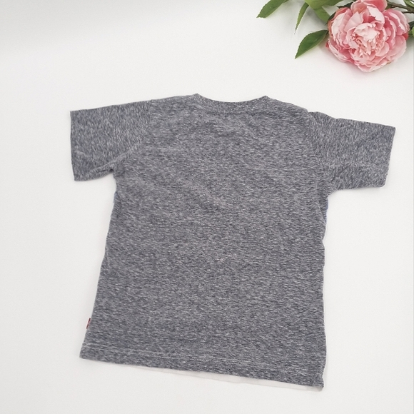 💙 LEVI'S Children's Gray Heather, Blue & White Color Block Tee Shirt Size 7 L - Picture 4 of 6